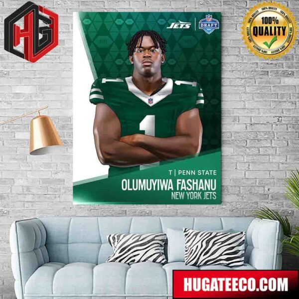 2024 NFL Draft T Penn State Olumuyiwa Fahanu Blocking For The New York Jets Poster Canvas