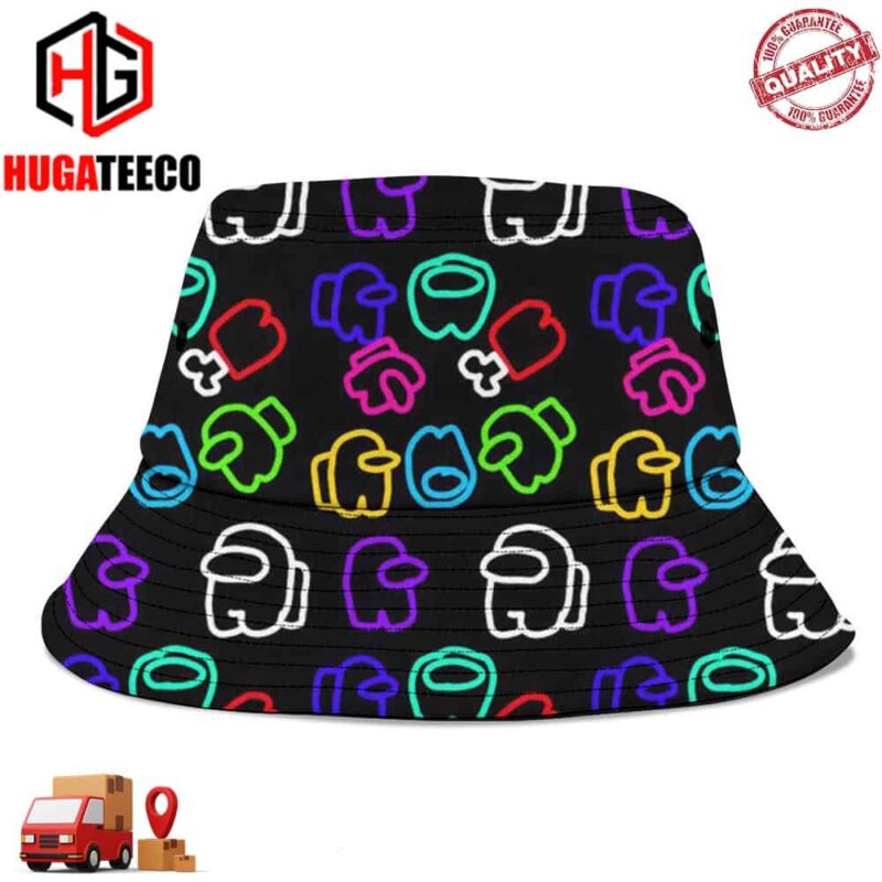 Neon Funny Among Us Summer Headwear Bucket Hat-Cap For Family