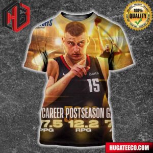 Nikola Jokic Denver Nuggets NBA 70 Career Postseason Games In The Playoffs All Over Print Shirt
