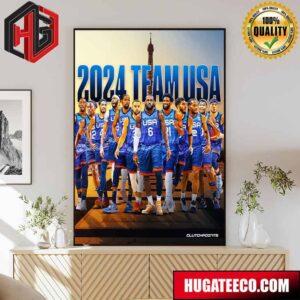 Official 2024 Team USA Basketball Roster For Fourth Olympic Games Poster Canvas