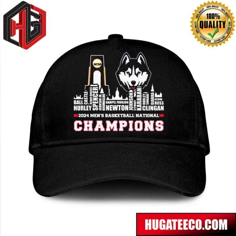 Official Uconn Huskies Skyline Players Names 2024 NCAA Men’s Basketball National Champions Hat-Cap