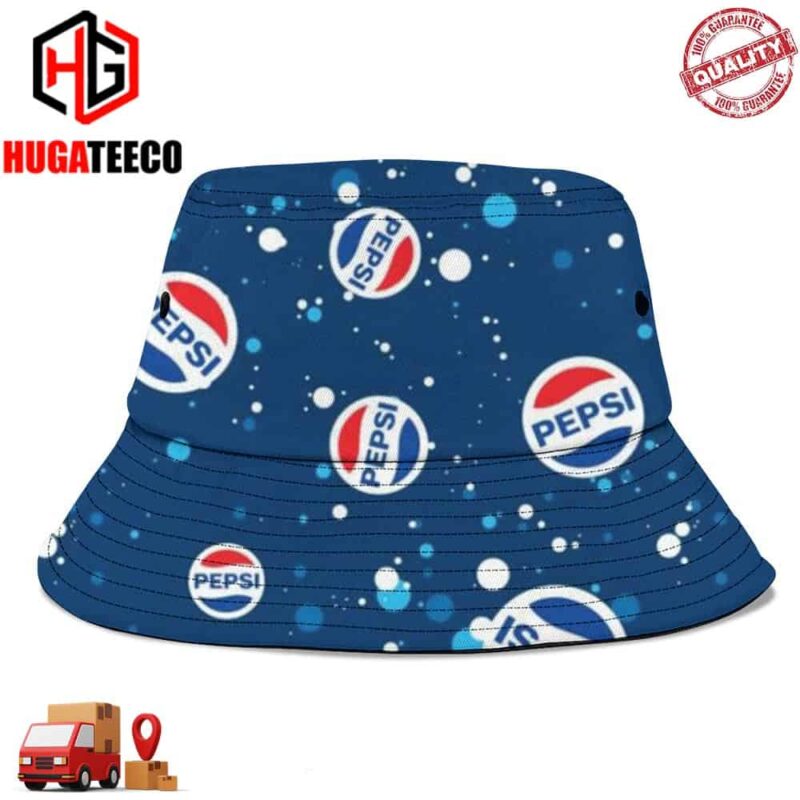 Pepsi Logo Blue Background Summer Headwear Bucket Hat-Cap For Family