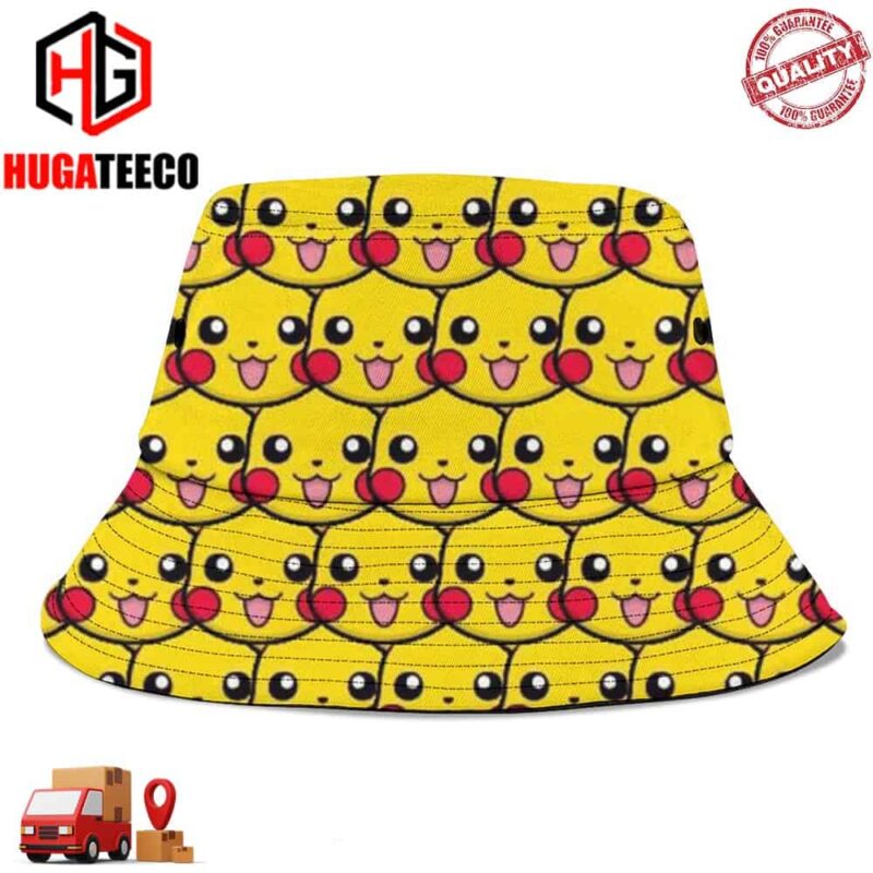 Pikachu Face Pokemon Funny Summer Headwear Bucket Hat-Cap For Family