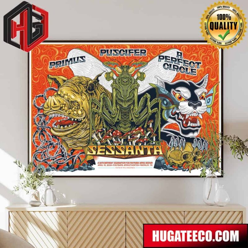 Primus Puscifer A Perfect Circle Sesssanta Performance At The Firstbank  Ampitheatre A 60th Birthday Celebration For Maymand James Keeman April 10 2024 Poster Canvas