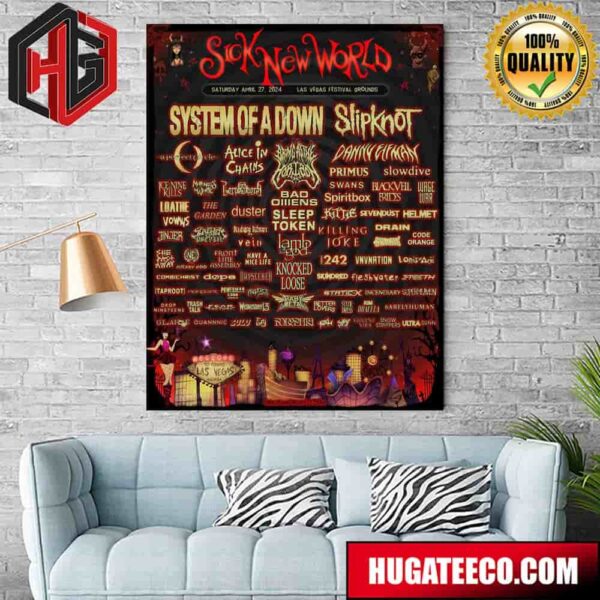 Sick New World April 27 2024 Las Vegas Festival Grounds Line Up With Sessanta Slipknot A Perfect Circle And More Poster Canvas