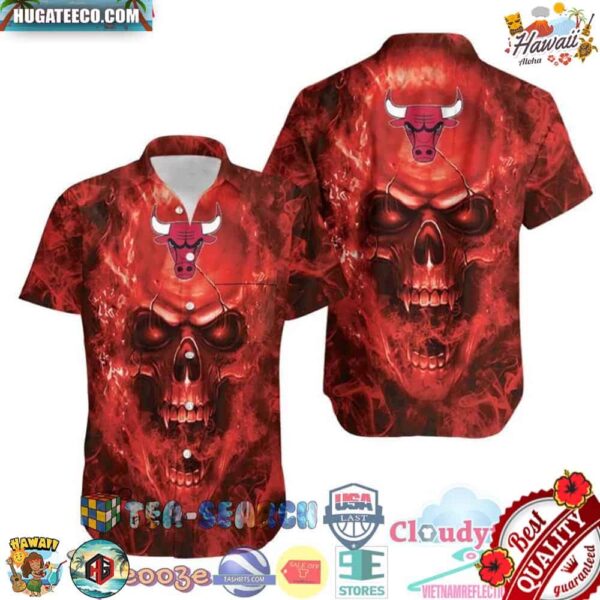 Skull Chicago Bulls Nba Hawaiian Shirt