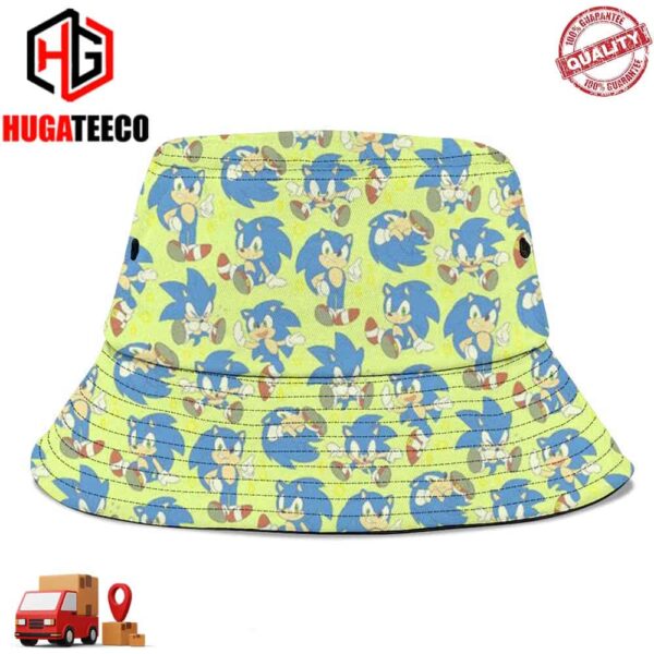 Sonic Pattern Funny For Kids Summer Headwear Bucket Hat-Cap For Family