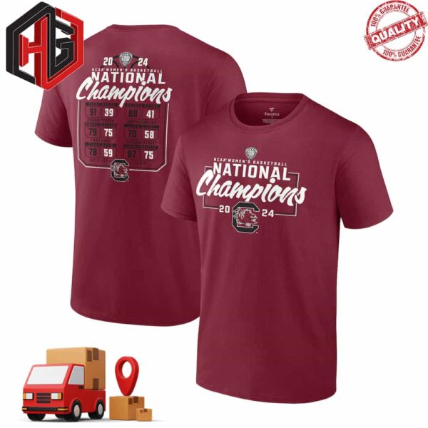 South Carolina Gamecocks 2024 NCAA Women’s Basketball National Champions Schedule T-Shirt