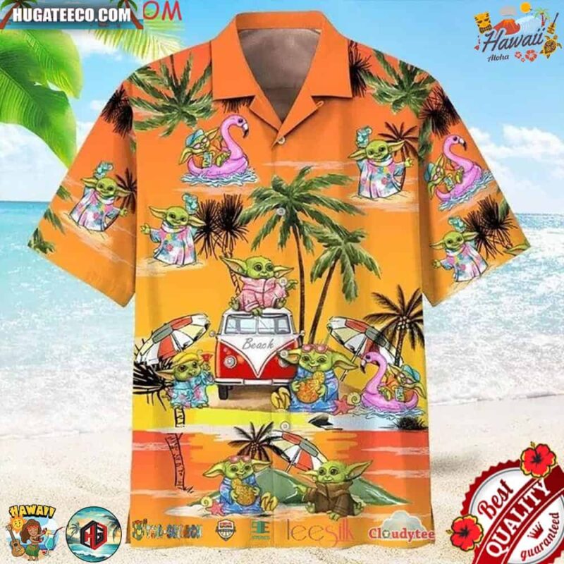Star Wars Baby Yoda Summer Orange Version Hawaiian Shirts