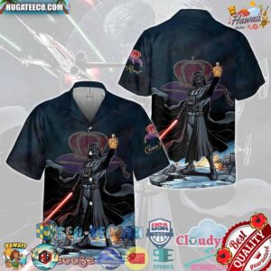 Star Wars Darth Vader Holding Crown Royal Aloha Summer Beach Hawaiian Shirt