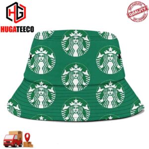 Starbucks Green Logo Pattern Summer Headwear Bucket Hat-Cap For Family