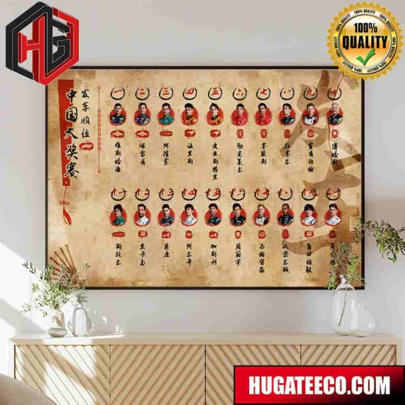 Starting Order Of  Chinese Grand Prix With Max Verstappen 1st Place Poster Canvas