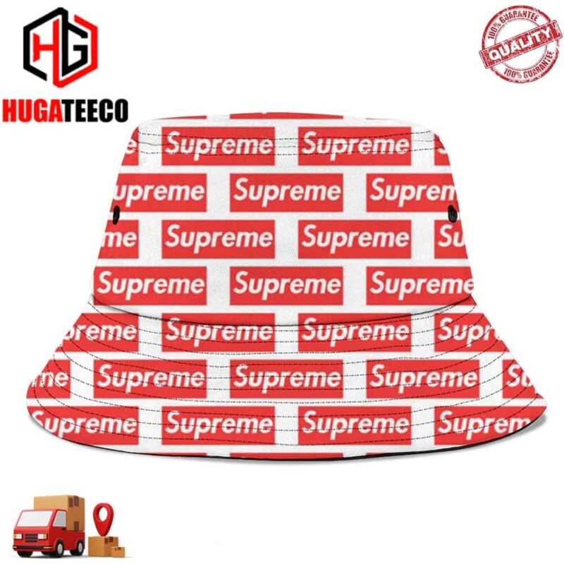 Supreme Logo Red Pattern Summer Headwear Bucket Hat-Cap For Family