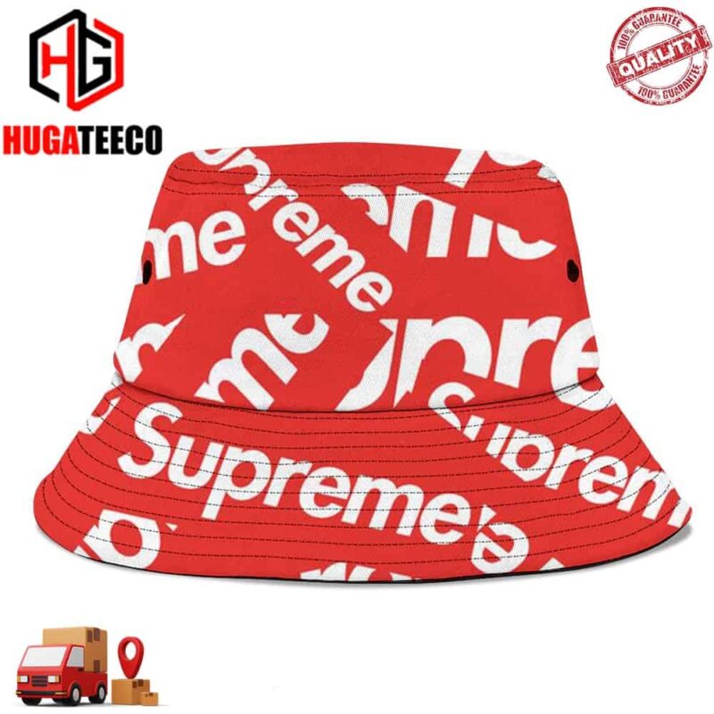 Supreme Red Logo Pattern Summer Headwear Bucket Hat-Cap For Family
