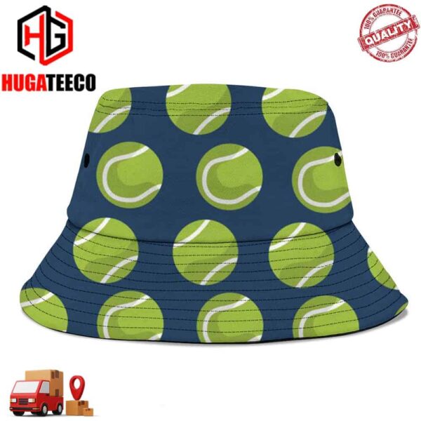 Tennis Ball Pattern Summer Headwear Bucket Hat-Cap For Family
