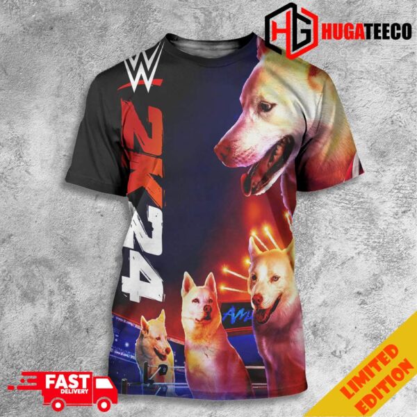 The Fur-ocious Nightmare Funny WWE 2K24 Games Poster Funny Dog 3D T-Shirt