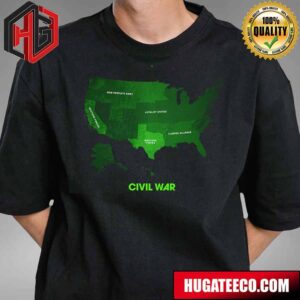 The Us Map In Alex Garland’s Civil War Releasing In Theaters April 12 T-Shirt