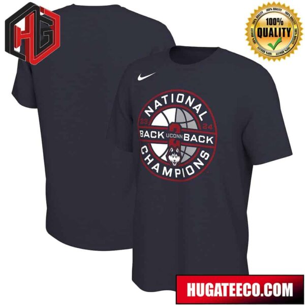 UConn Huskies Nike Back-To-Back NCAA Men’s Basketball National Champions Celebration Logo T-Shirt