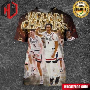 Uconn Huskie Men’s Basketball Back To Back Natty National Champions NCAA 2024 3D T-Shirt