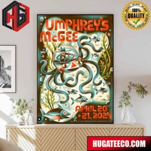 Umphrey’s Mcgee April 20 21 2024 Greenfield Lake Amphitheater Wilmington NC Poster Canvas