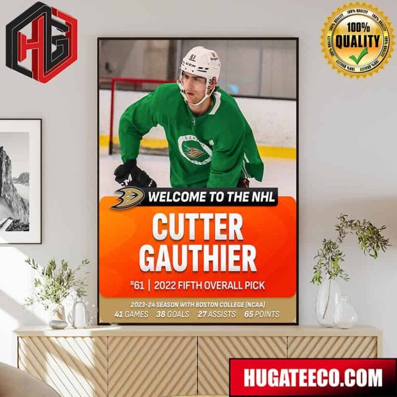 Welcome To The NHL Cutter Gauthier No 61 2022 Fifth Overall Pick Poster Canvas