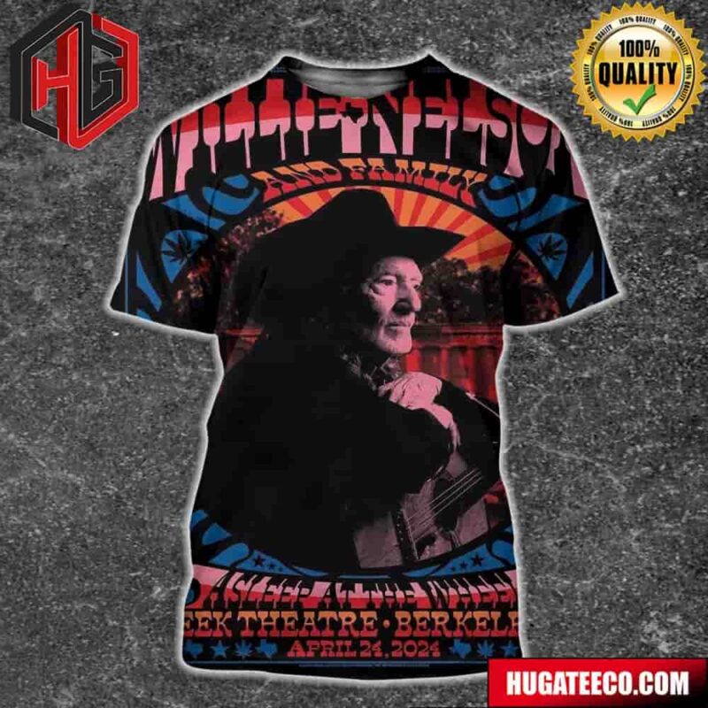 Willie Nelson Poster For The Band’s Stop In Berkeley Ca April 24 2024 All Over Print Shirt