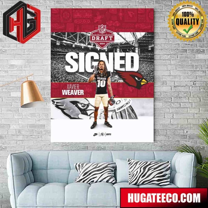 Xavier Weaver Signed The Arizona Cardinals 2024 NFL Draft Poster Canvas