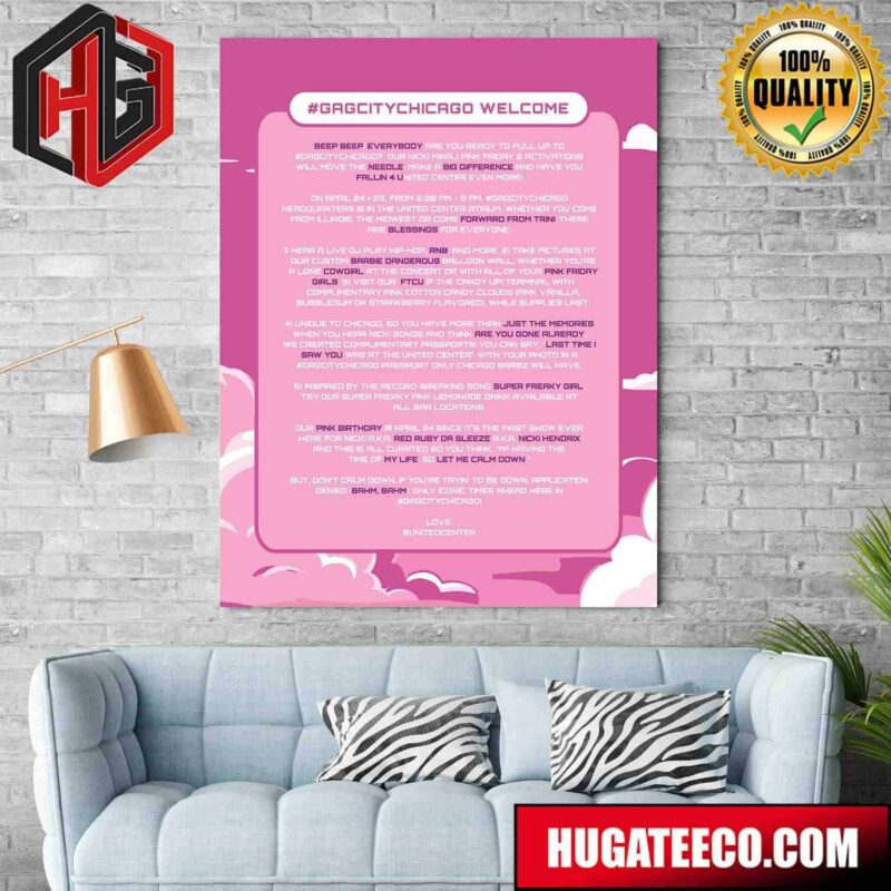 ‪Pink Friday 2 Tour The United Center Gagcitychicago Nicki Minaj Schedule Lists And Line Up‬ Poster Canvas Poster Canvas