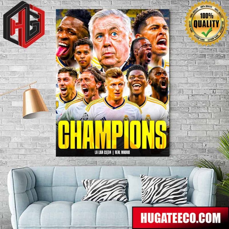 A Fantastic Season For Real Madrid Laliga Ea Sports Champion 2023-24 Home Decoration Poster Canvas