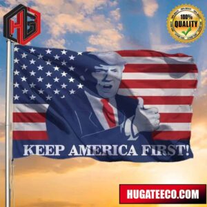 American Flag With Trump Keep America First Flag For Presidential Campaign Trump Merch 2 Sides Garden House Flag