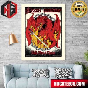 Celebrate Saxon And Uriah Heep Hell Fire And Chaos In Texas May 27-29-30-31 June 2 2024 Home Decor Poster Canvas