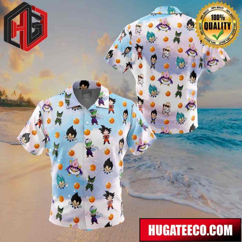 Chibi Dragon Ball Characters Pattern Button Up Animeape Hawaiian Shirt