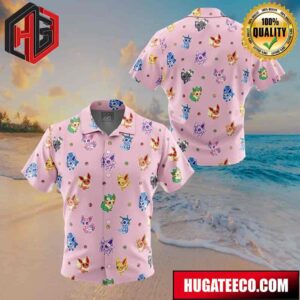 Chibi Eevelutions Pattern Pokemon Button Up Animeape Hawaiian Shirt