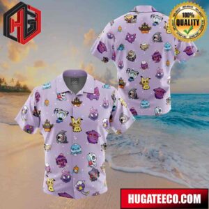 Chibi Ghost Pokemon Pattern Button Up Animeape Hawaiian Shirt