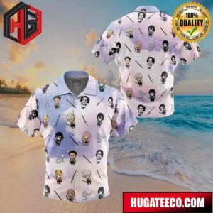 Chibi Hashira Pattern Demon Slayer Button Up Animeape Hawaiian Shirt
