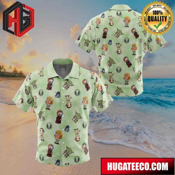 Chibi Jedi Masters Pattern Star Wars Pattern Button Up Animeape Hawaiian Shirt