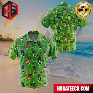 Chibi Power Rangers Pattern Button Up Animeape Hawaiian Shirt