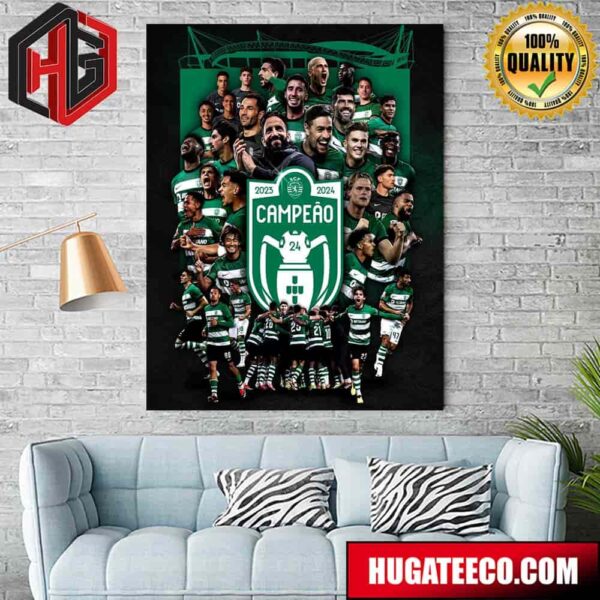 Congrats To Ruben Amorim’s Sporting CP On Winning Portuguese League This Season Campeao 2023-24 Home Decor Poster Canvas