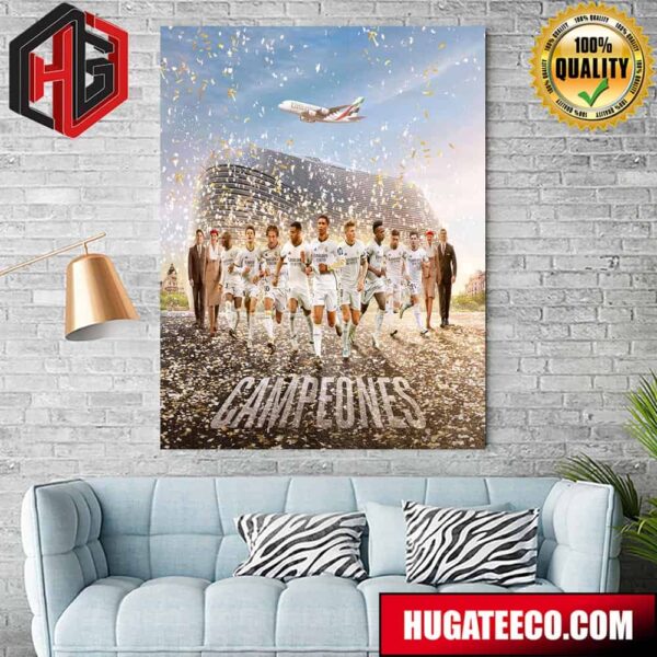 Congratulations Real Madrid Cf To The Champions Of The Spanish League Home Decoration Poster Canvas