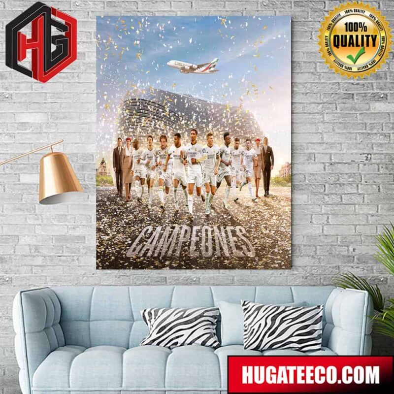 Congratulations Real Madrid Cf To The Champions Of The Spanish League Home Decoration Poster Canvas