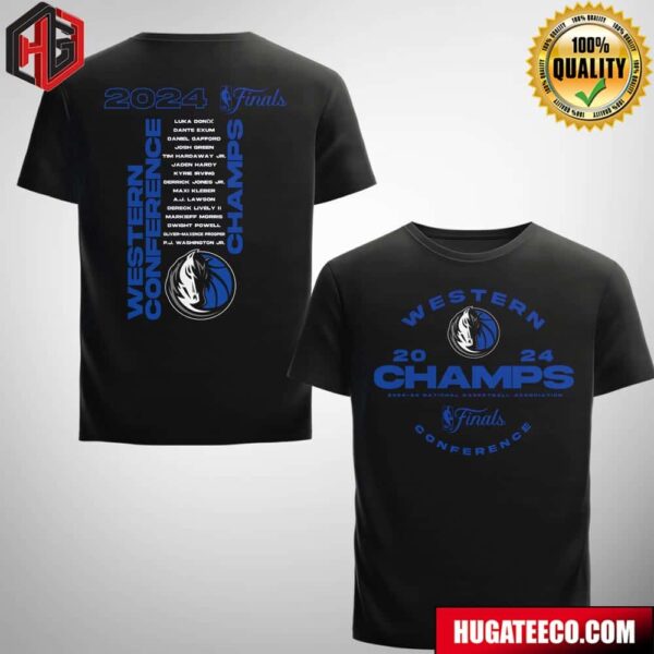 Dallas Mavericks NBA Authentic Fanatics 2024 Western Conference Champions Jump Ball Roster Two Sides T-Shirt