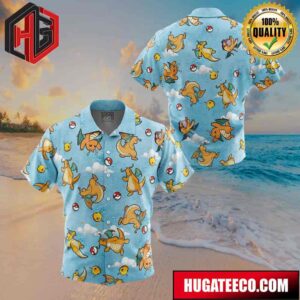 Dragonite Pattern Pokemon Button Up Animeape Hawaiian Shirt