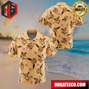 Eevee Pattern Pokemon Button Up Animeape Hawaiian Shirt