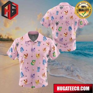 Eevelutions Pattern Pokemon Pattern Button Up Animeape Hawaiian Shirt
