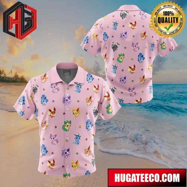 Eevelutions Pattern Pokemon Pattern Button Up Animeape Hawaiian Shirt