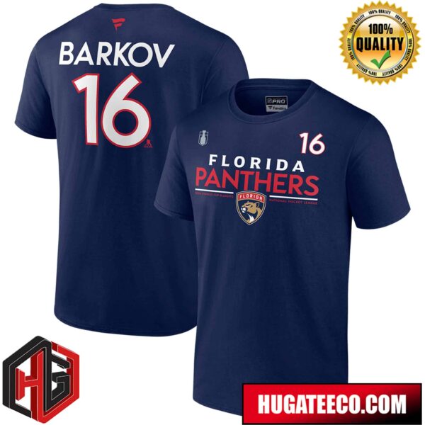 Florida Panthers 2024 Stanley Cup Playoff National Hockey League Authentic Pro 16 Aleksander Barkov T-Shirt