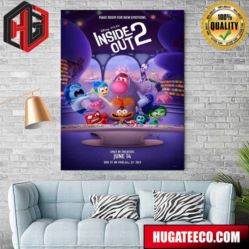 Funny Poster For Pixar’s Inside Out 2 Make Room For New Emotions Releasing In Theaters On June 14 Home Decor Poster Canvas