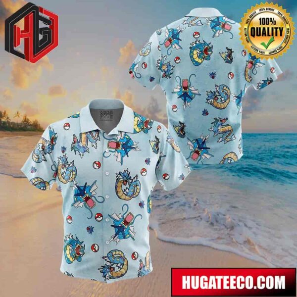 Gyrados Pattern Pokemon Button Up Animeape Hawaiian Shirt