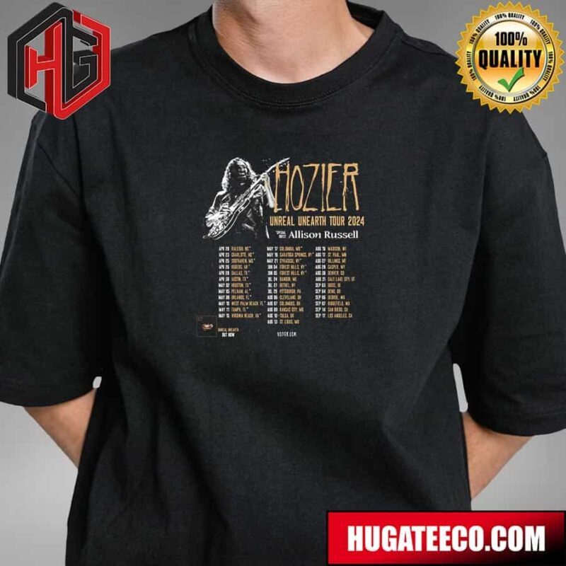 Hozier Unreal Unearth Tour 2024 Special Guest Allison Russel Schedule Lists T-Shirt