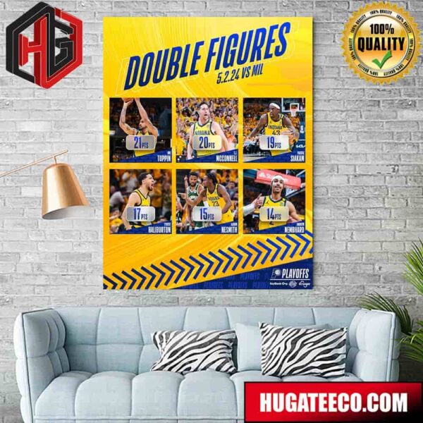 Indiana Pacers Double Figures May 2 2024 Vs Mil The Six In Game Six Poster Canvas